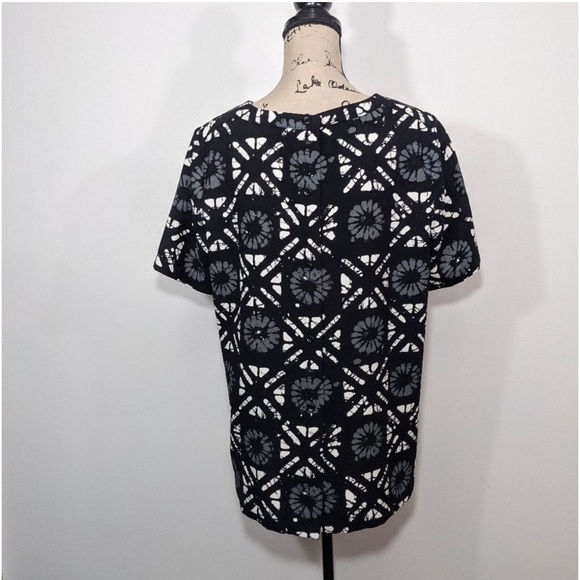 Madewell Industry Button-Back Oversized Short Sleeve Top in Batik Grid Size XS - Picture 6 of 10